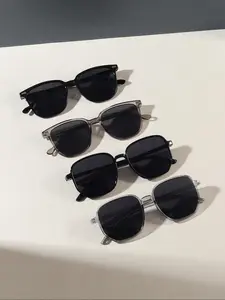 4 Pairs Summer Square Frame Sunglasses, New Personality Travel Accessories for Women & Men, Lightweight and Durable for Outdoor Sun Protection Glasses for Daily Use