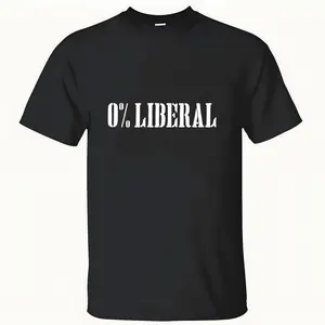 Zero Percent Liberal Cotton T-shirt, 100% Soft Cotton, Classic Fit, Crew Neck, Short Sleeve - Anti Liberal Humor Graphic Tees for Men Women, Conservative Statement Shirt  Ideal for Conservative Supporters, Patriotic Americans, Political Enthusiasts