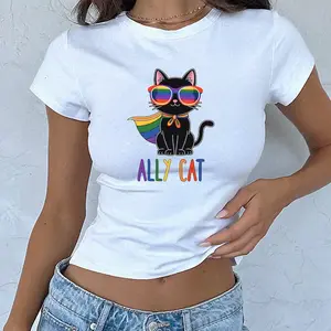 [ Sale up to 35%] + [Freeship] Ally shirt Lesbian Baby Tee Allied shirt Pride gay cat queer y2k wlw tee gift allies shirt