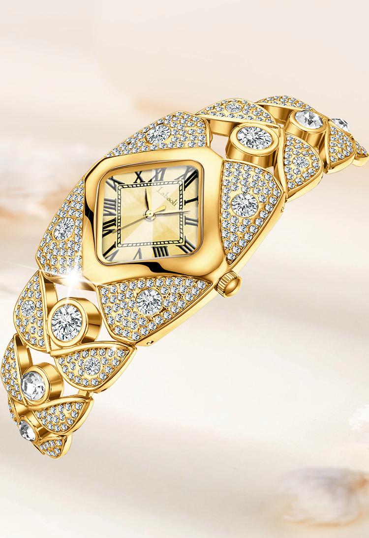 Luxury Full Diamond Bangle Bracelet Watch Women's Fashion Stainless Steel Quartz Wristwatch 30M Waterproof Elegant Stylish Unique Gift for Wife and Mother Bling Jewelry