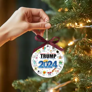 Christmas Ornaments 2024, Year in Review Wood Ornament for Christmas Tree, Funny Hot Topics 2024 Year Remember Trending Social Xmas Keepsake