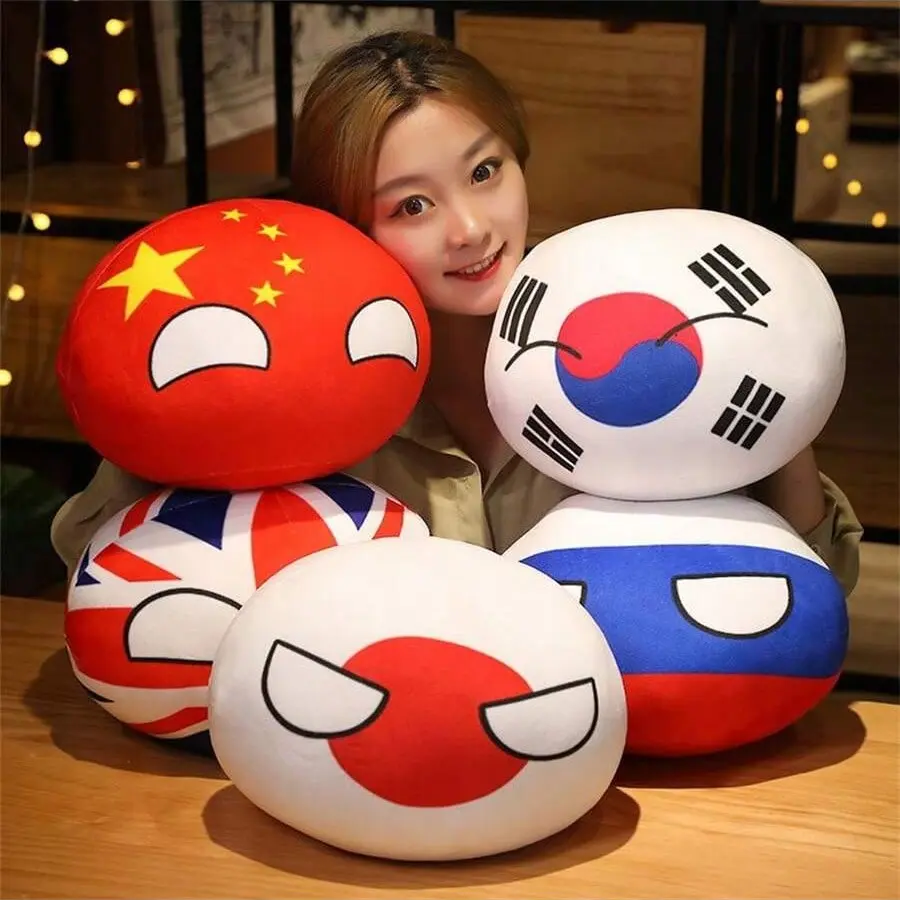 Cute Japanese Ball Plushie Soft Stuffed Hanging Decoration, Cartoon National Ball Dolls, Cute Stuffies, Flag Gift for Friends, Soft Cuddly Gift, Us Uk France Germany Italy