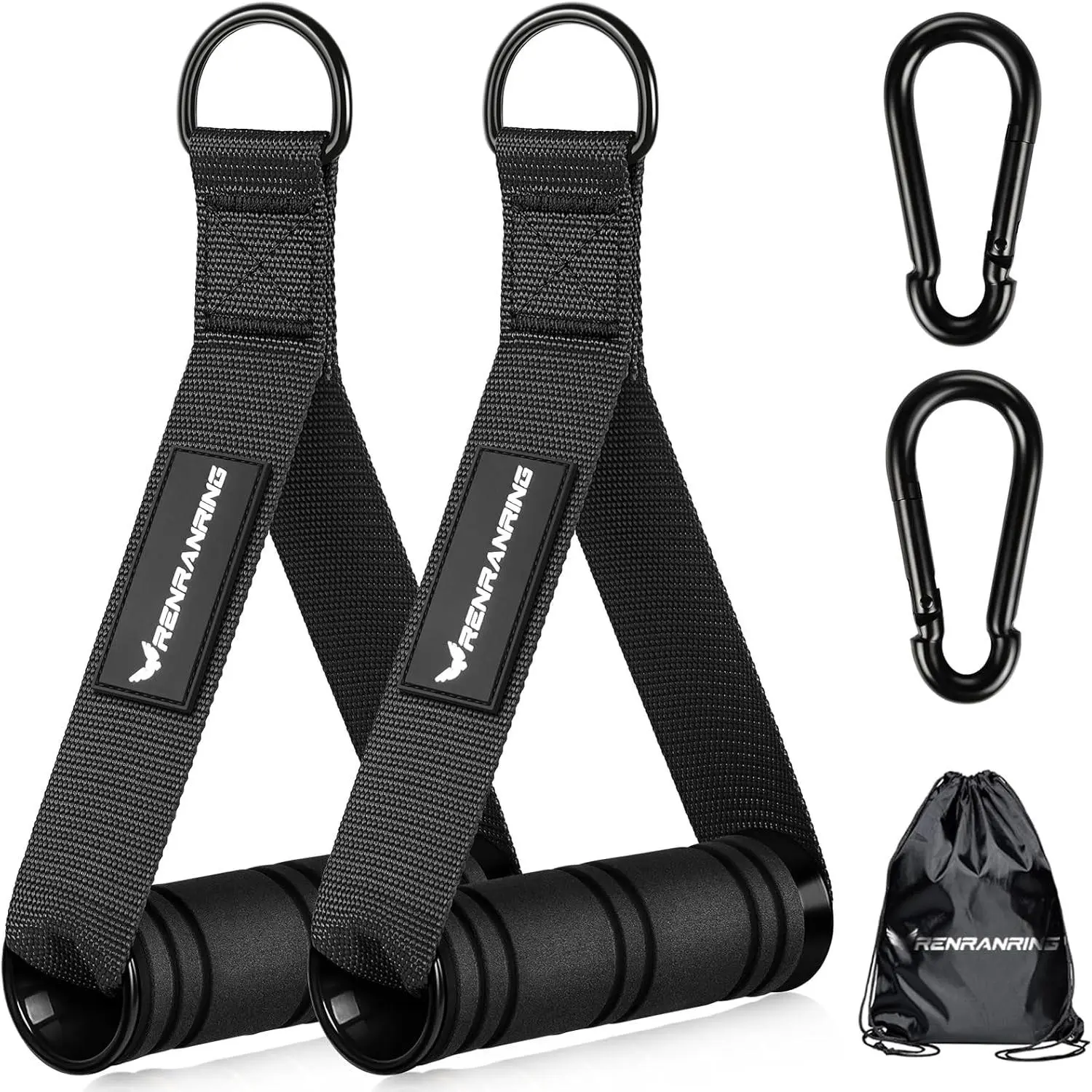 Unisex Heavy Duty Nylon Gym Exercise Handles - 560 lbs Capacity, Ultra Durable, Comfortable Secure Grip, Reinforced Stitching, Sweat-Absorbing Strength Training Equipment for Home Gym Cable Machine Pulley Replacements