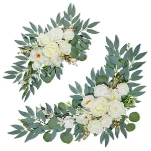 Wedding Arch Flowers 2 Pack Large Small Garlands, Outdoor Decor, Reusable Silk Faux Flower white , Wedding Welcome Sign Ceremony Decor