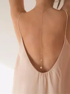 Elegant Pearl Backless Dress Necklace, Long Body Chain Jewelry for Women, Sexy and Sophisticated Accessory for Ballroom Anniversary