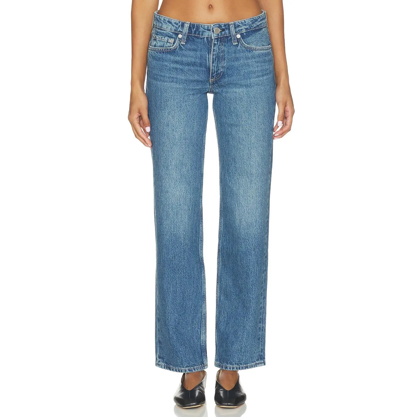 Rag & Bone Harlow Low Rise Full Length Slim Straight Jeans in Candice