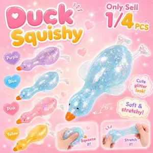 1/4 PCS Squeeze Stress Toys, Cute Duck Squishy Sugar Stress Ball, Squishy Toys, Soft Duck Stress Relief Sugar Ball Squishy Ultra Squishy and Moldable Relaxing Sensory Fidget Stress for Anxiety Relief
