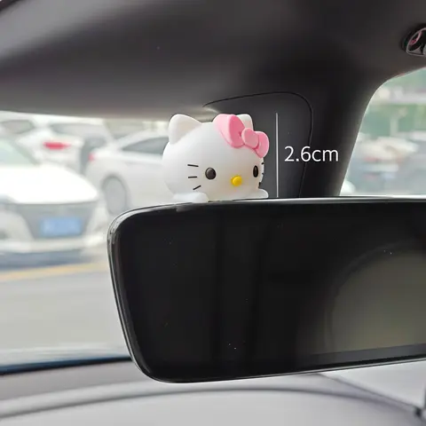 Sanrio Hello Kitty Rearview Mirror Ornament Cute Cartoon Car Interior Hanging Charm Kawaii Auto Decor Pendant for Girls & Teens