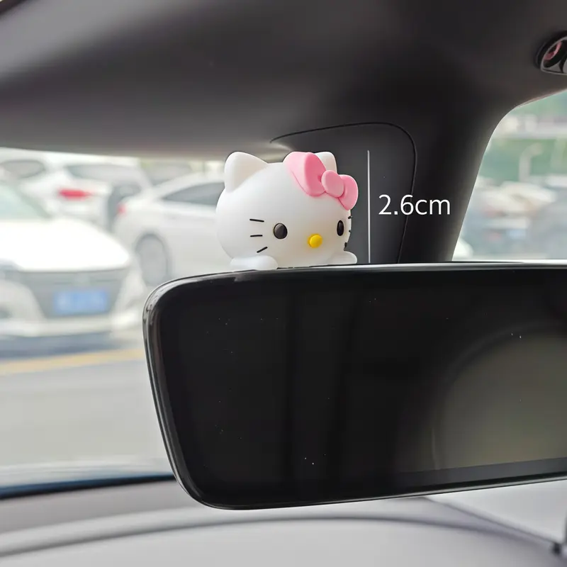 Sanrio Hello Kitty Rearview Mirror Ornament Cute Cartoon Car Interior Hanging Charm Kawaii Auto Decor Pendant for Girls & Teens