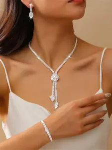 Boho Style Women's Elegant Jewelry Set, Alloy Earrings Necklace Bracelet, Geometric Design, Casual All-Season Accessory, Perfect Gift