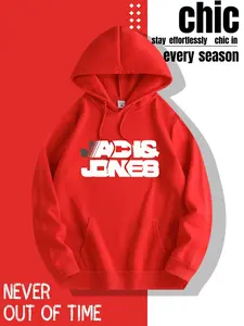 Men's Hooded Sweatshirt Autumn Jack & Jones Letter Print, American Style Casual Loose Fit Top, Versatile Fashionable Pullover