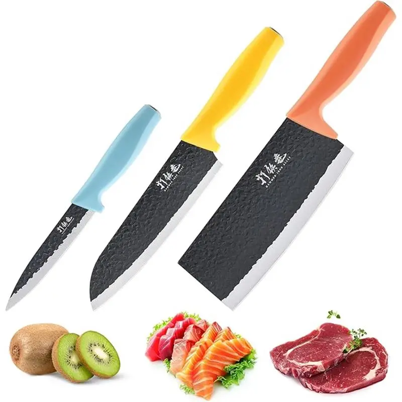 3PCS Kitchen Knives Stainless Steel Chef Knife Set with Ergonomic ABS Handle