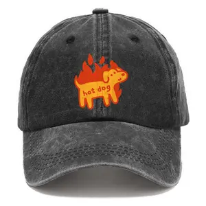 Hot Dog Unisex Washed Vintage Baseball Cap