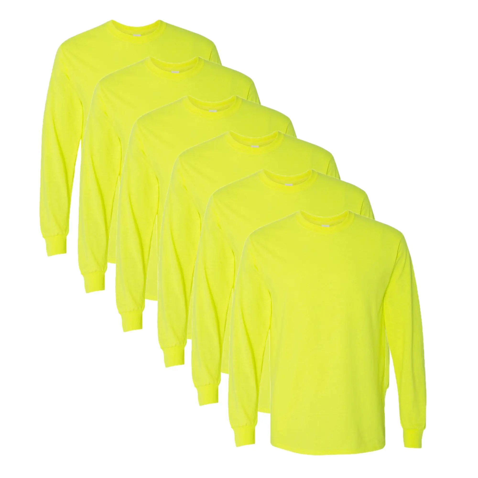 6pack Safety Long Sleeve polyester Shirts for Men Construction Work Workwear Reflective (polyester material)