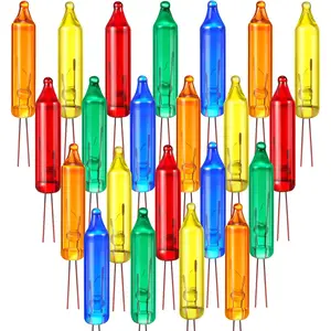 50 Pcs Christmas Mini Replacement Light Bulbs Christmas Tree Lights Incandescent Wire String Lights Replacement Bulbs for Home Xmas Indoor Outdoor Decorative Supplies(Colorful,12v*0.08a)