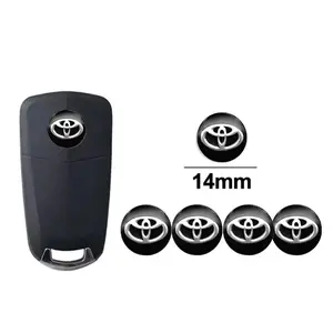 5/10/20PCS 14mm Aluminum Car Remote Key Shell Logo Emblem Badge Stickers For Toyota Corolla 86 Supra Aygo Yaris Prado Alphard Crown Avalon Prius Camry