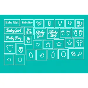 Baby Love Nail Art Stencil Pack – 29 Baby Shower & Gender Reveal Airbrush Nail Stencils