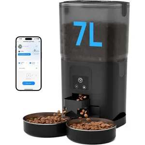 Automatic  Feeder 2 Cats, 2.4G WiFi   Dispenser with App, 7L Slow Feeder Timed  Feeder for Dry , 10 Meals/Day, 12 Portions/Meal,  Pet Feeder for , Black
