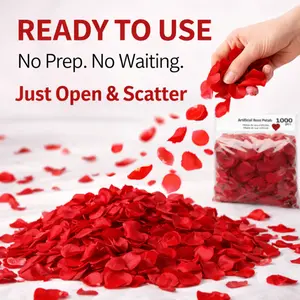 Artificial Rose Petals 1000 PCS Ready to Use Hand-Separated for Wedding, Valentine's Day, Birthday Party Romantic Decor, Proposals Party Decorations, Photoshop background Creative DIY Decorative Ornaments No Prep Needed