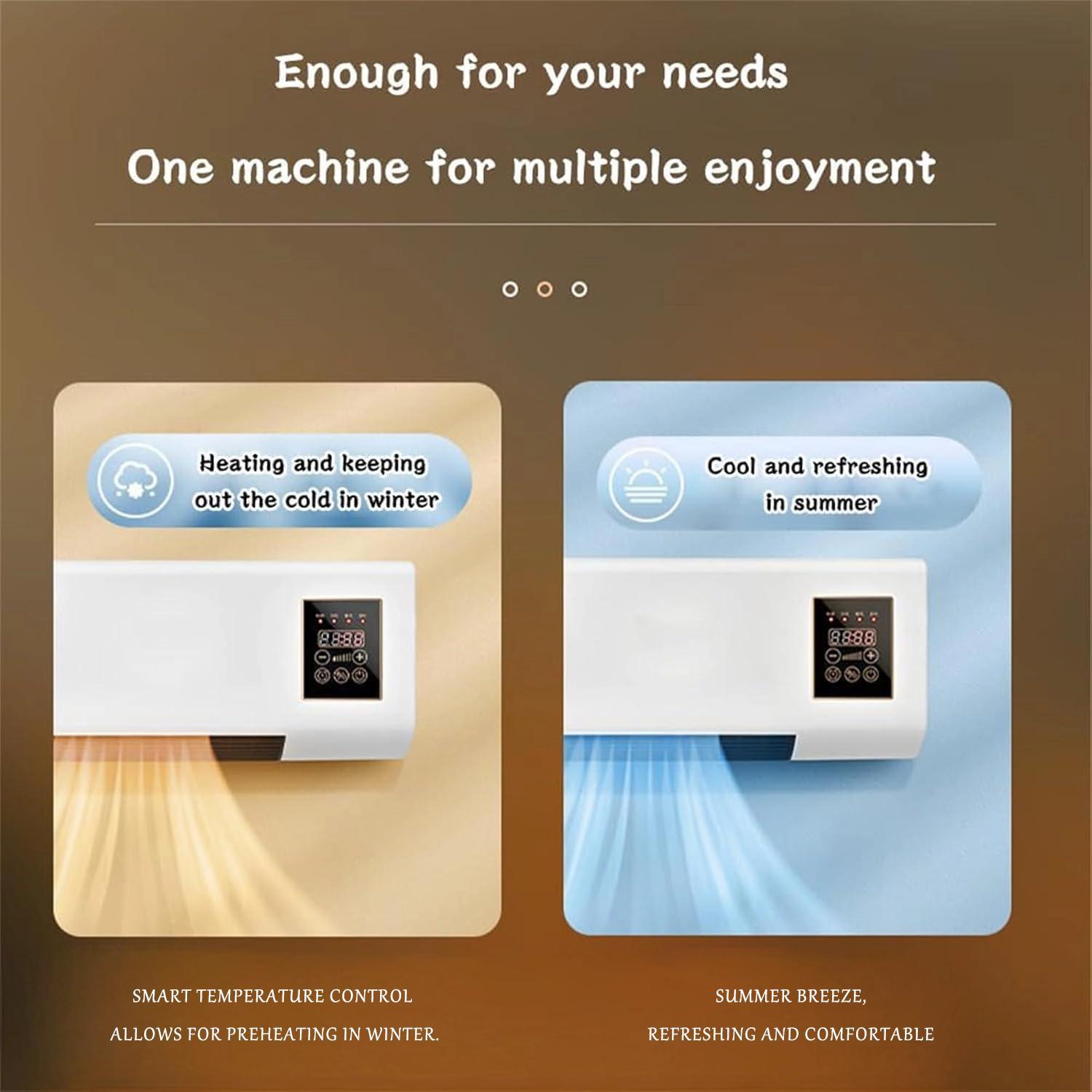 Viral All-Season Wall Fan & Heater ️ Dual Mode Warm & Natural Wind - No Space Needed, Quiet Comfort for Living Room & Bedroom