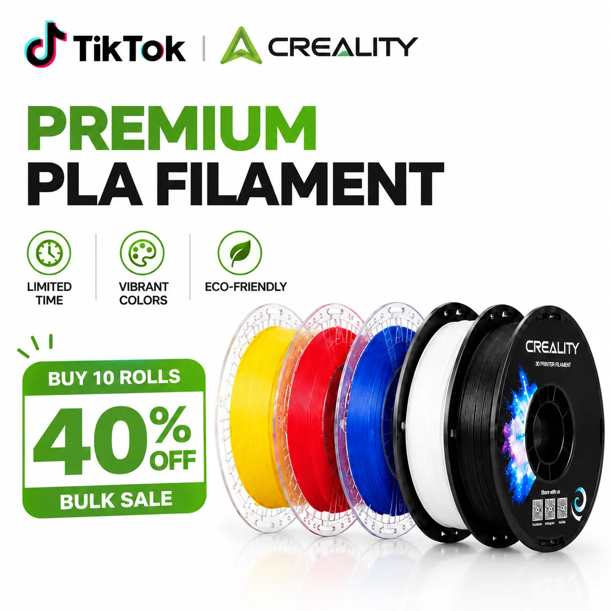 Creality 1.75mm  Wood/PETG/PLA/ASA/ABS/RFID/Silk/TPU/Refill 3D Filament 1KG