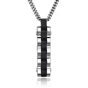 Industrial Tag Pendant - Chrome + Black