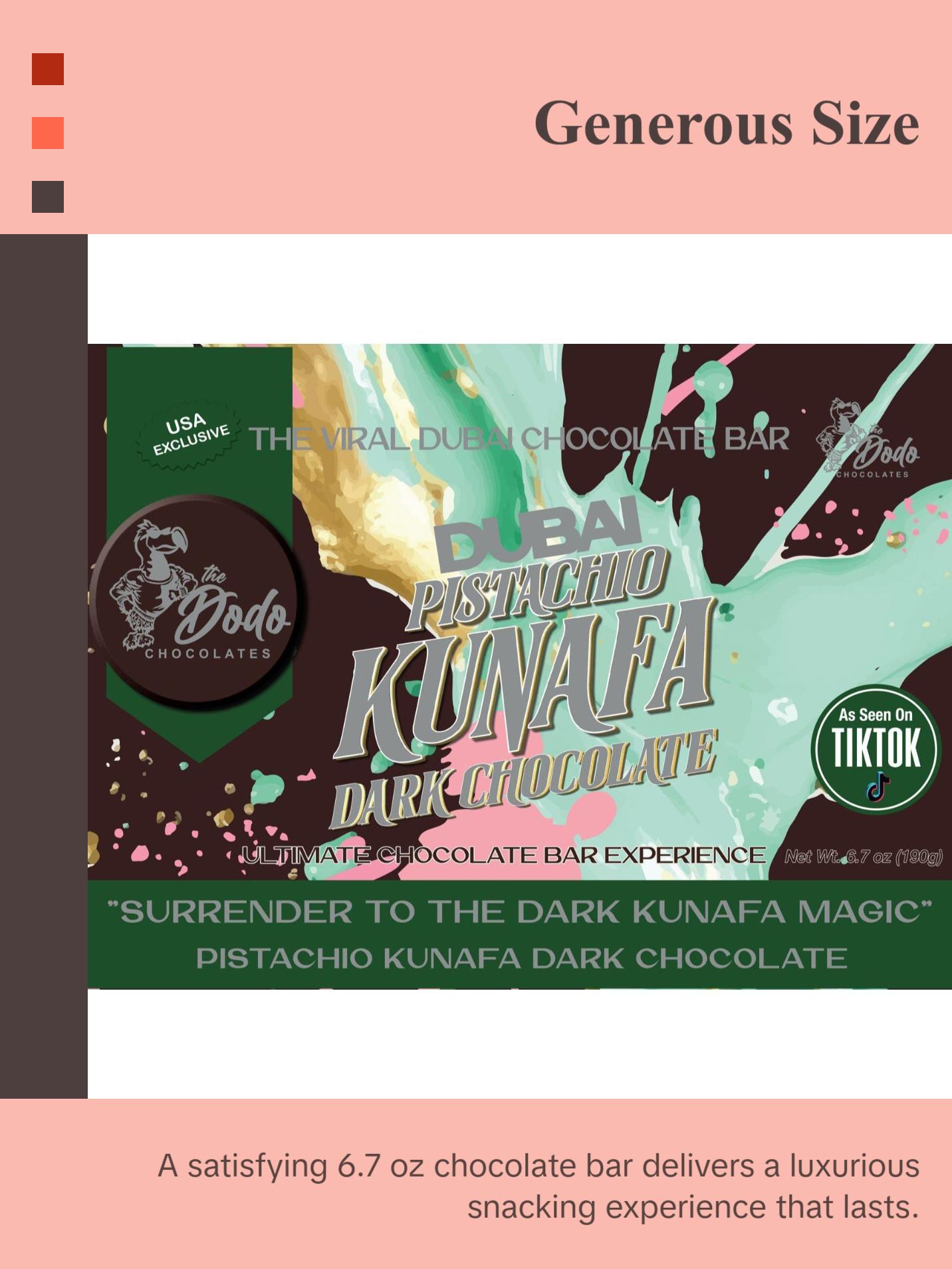 Viral Dubai Style Dark Chocolate Pistachio Kunafa Ultimate Chocolate Bar Experience