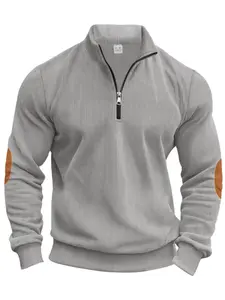 Men's Colorblock Patchwork Half Zip Sweatshirt, Regular Fit Casual Retro Long Sleeve Collared Pullover for Spring & Fall, Fashion Men's Top for Daily Wear, Hoodie