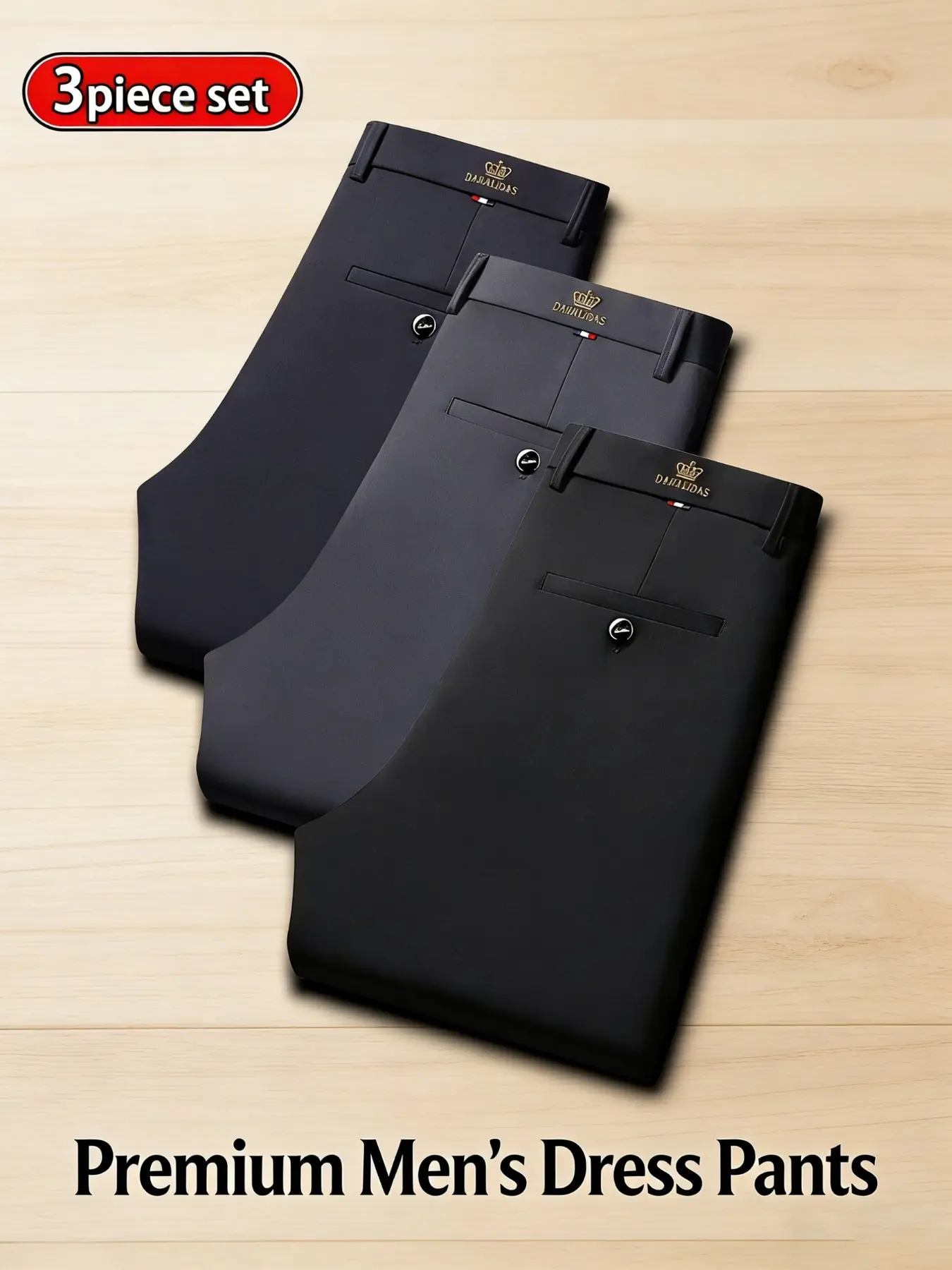 3-Pack Men's Business Casual Pants, Casual Fit Trousers, Casual Comfy Stretchy, High Stretch, Wrinkle-Resistant, No-Iron, Superior Drape, Slim Fit, Breathable, All-Season, Casual Fashion Bottoms, Versatile for Work/Daily/Travel, Premium & Fashionable