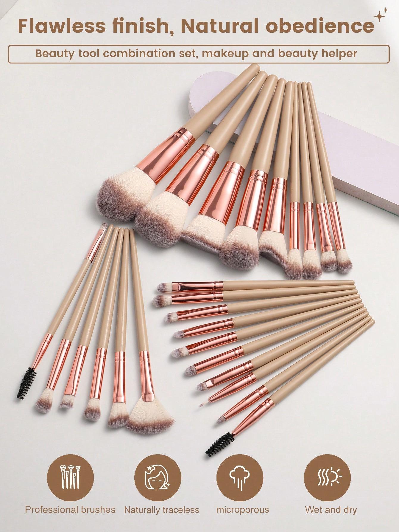 43PCS All-in-One Makeup Tools Set, 25PCS Professional Makeup Brushes, Makeup Sponges, Triangle Powder Puffs, Facial Cleansing Sponges, Hairband and Hand Bowl Straps, Portable Daily Travel Beauty Kit for Women