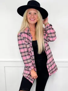 White Birch Avery Mae Every Night's Girls Night Long Sleeve Pink Flannel