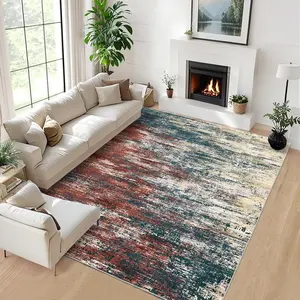 GARVEE 9x12 Area Rug for Living Room Rugs Indoor Soft Fluffy Abstract Carpet for Bedroom Kitchen Dining Room Floor Washable Plush Throw Large Accent Rug Home Office Nursery Decor (Red Multi)