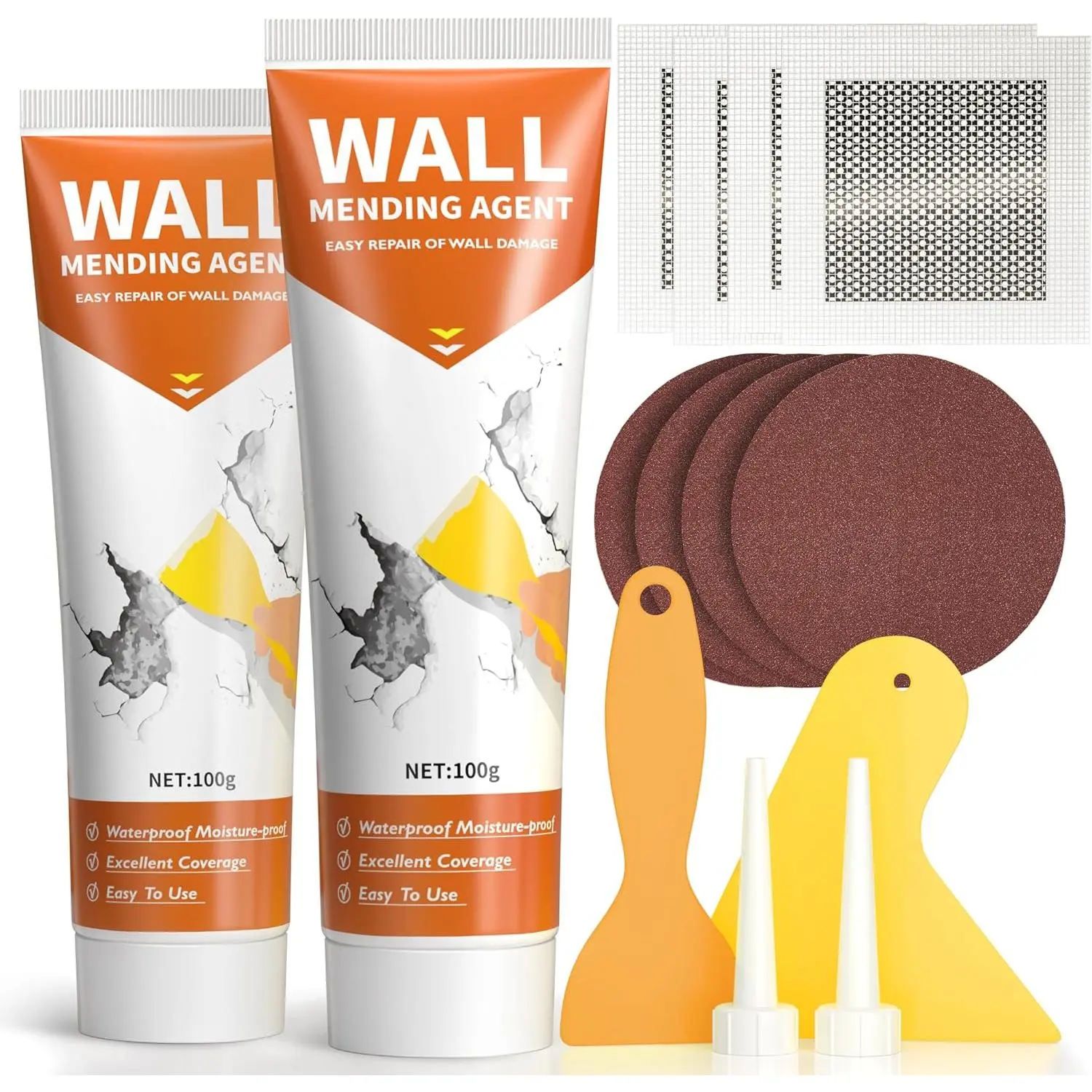 Drywall Repair Kit,Wall Patch Repair Kit,2 Pack Wall Patching Agent,Simple Filling of Wall Holes&Efficient Crack Repair, Plaster Wall Repair,Apartment Friendly