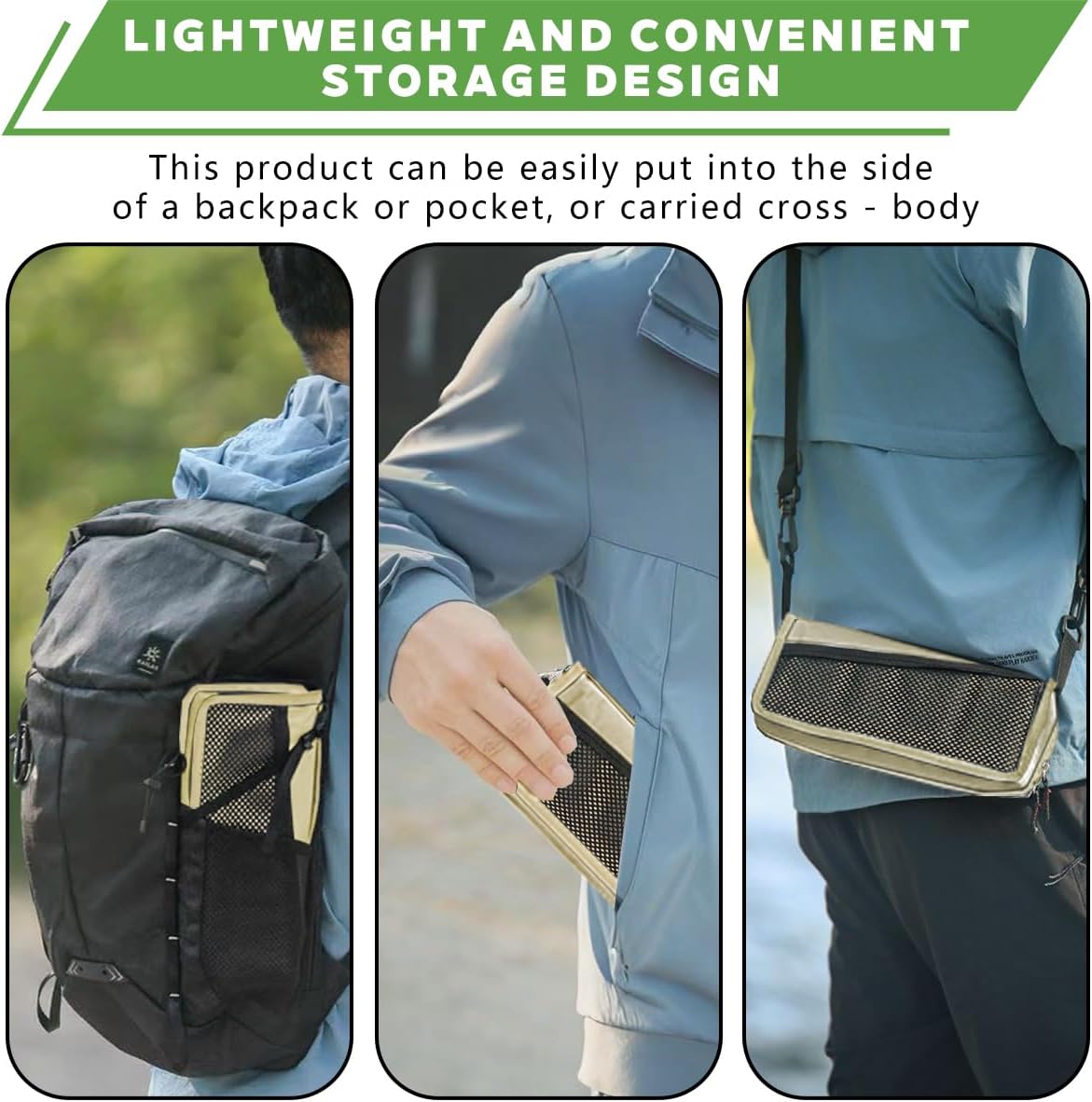 2-in-1 Collapsible Camping Stool & Sling Bag / 220LB Load Capacity Folding Portable Fishing Stool/Collapsible Stool for Camping, Hiking, Fishing, Gardening & Beach Outdoor Activities