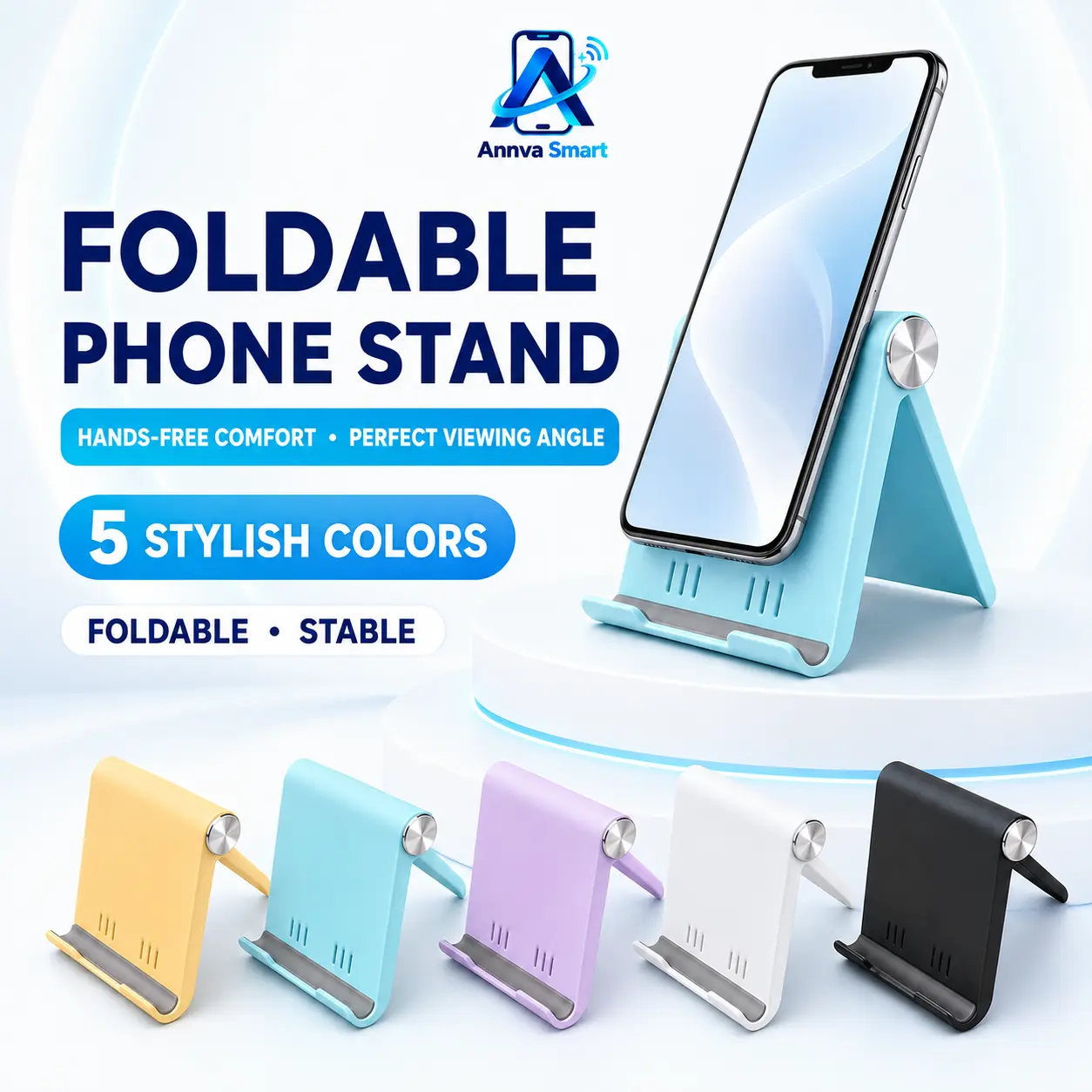 [2PCS] Folding Mobile Phone & Tablet Mount, Adjustable Non-Slip Desktop Accessories, Portable Smartphone Holder for Video Calls, Office Use