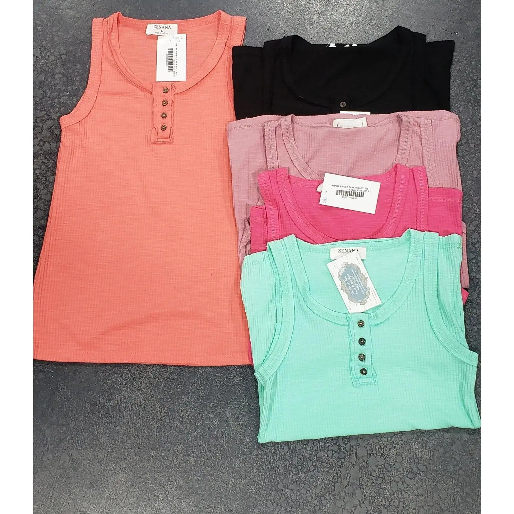 Ribbed Button Tank Top *4 COLORS