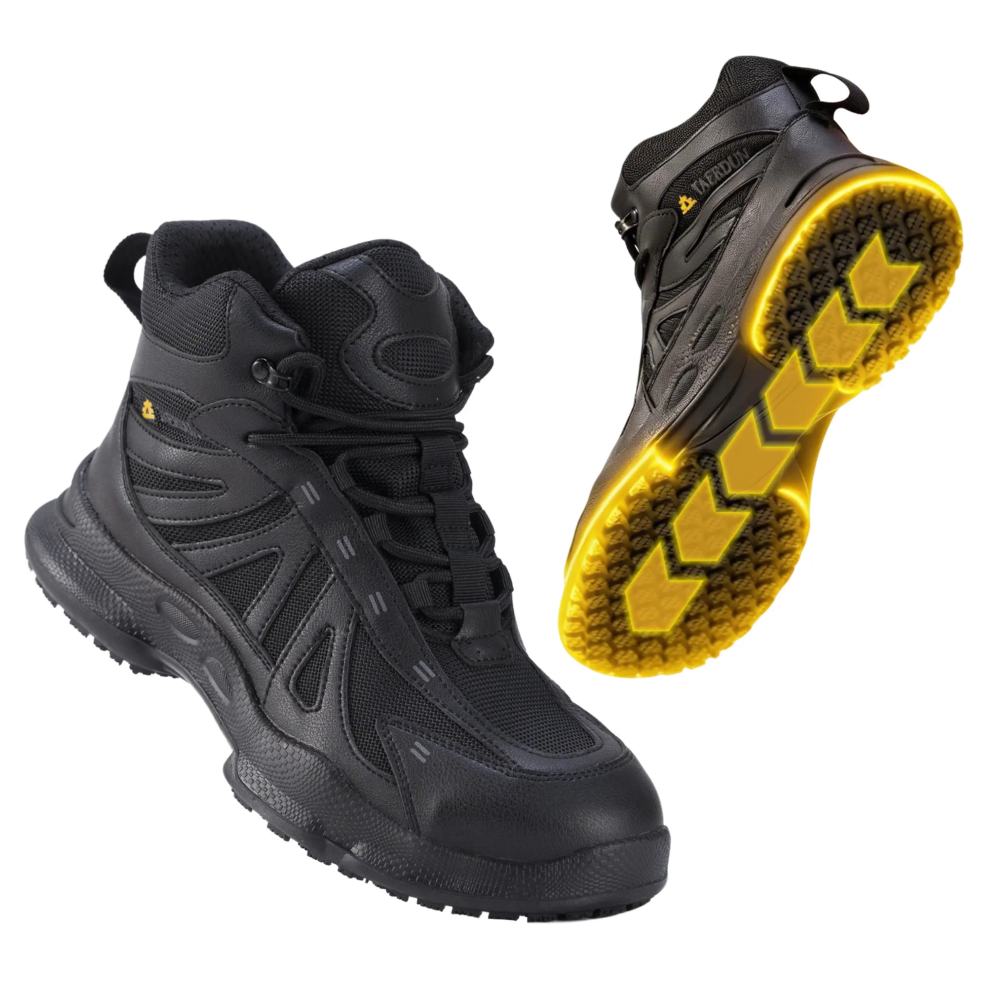 Oil Slip Resistant & Breathable Safety Shoes with Kevlar Anti-Puncture, Steel Toe Work Boots for Men and Women, Lightweight Leather Fabric Upper for Construction, Industrial, Outdoor Work
