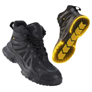 Oil Slip Resistant & Breathable Safety Shoes with Kevlar Anti-Puncture, Steel Toe Work Boots for Men and Women, Lightweight Leather Fabric Upper for Construction, Industrial, Outdoor Work