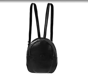 SDEER Women's Black Leather Backpack with Adjustable Straps & Zipper Closure for Everyday Use - Stylish & Functional for Students & Professionals