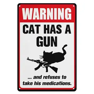 8x12 in Aluminum Metal Warning Sign - Refuses Medication, Funny Red White Novelty Wall Decor, Humorous Silhouette Wall Mount Plaque, Home Supplies Garage/Bar Outdoors Casual Gift for Enthusiasts