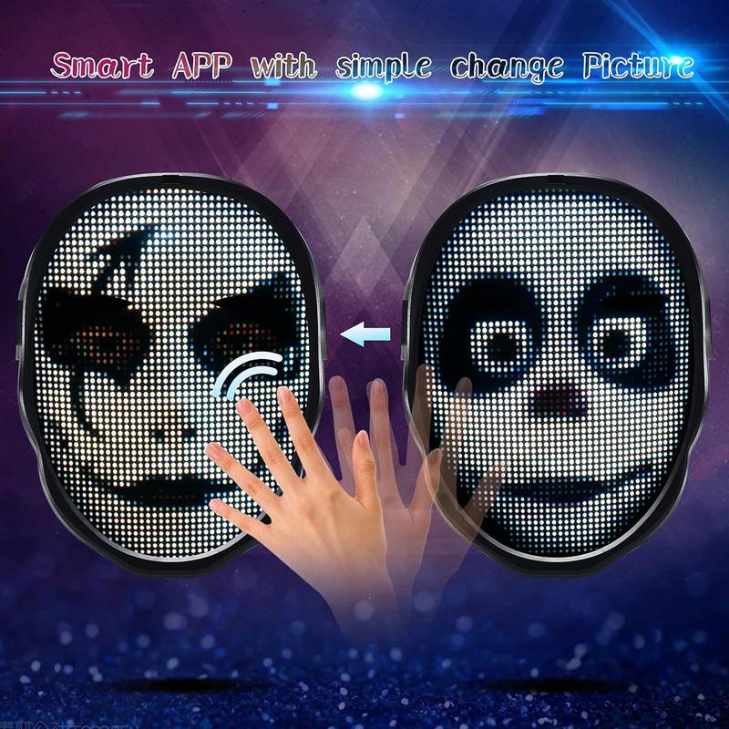 Led Mask,  App Controlled Halloween , Luminous Mask for Adults, Light up Costumes