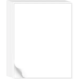 30 Printable White Full Sheet Matte Sticker Label Paper, 8.5" x 11" for Laser & Inkjet Printing, 30 Sheets
