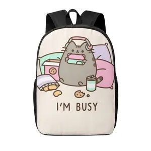 Pusheen All Over Print Casual Backpack The Cat gifts for Cat Ladies Laptop Backpack for Travel Hiking Lightweight Anime Rucksack Daily Essentials Camping Daypack Computer Backpack