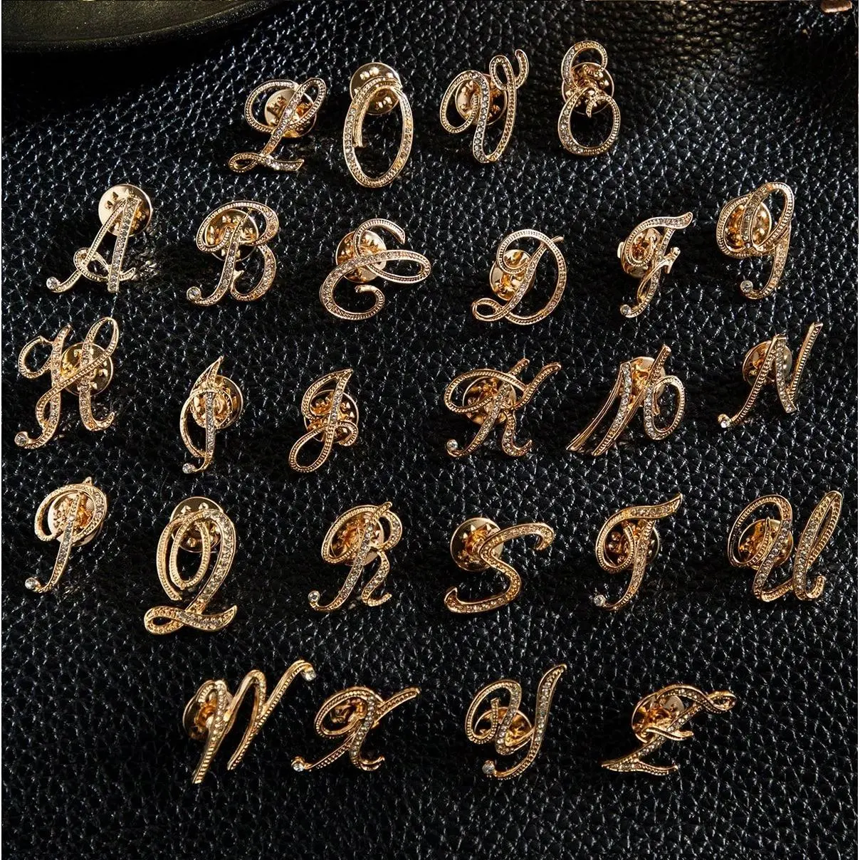 Letter titanium pin small brooch mini corsage fixed buckle pin accessories sweater suit cheongsam niche individual pin men and women