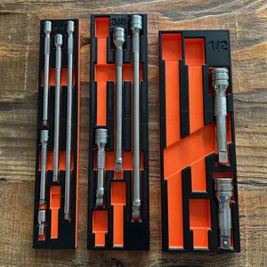 Snap On Socket Extension Tool Organizer Tray For 1/4, 3/8, 1/2, Sets Colors Red Orange Black Blue Green