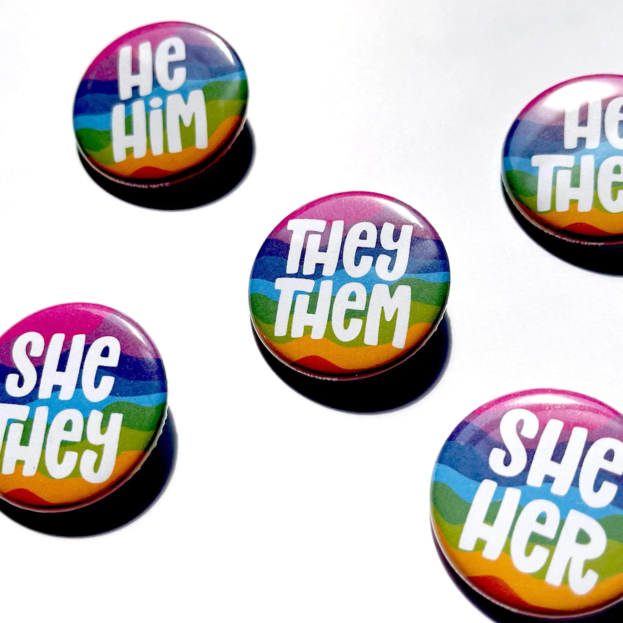 1.25” Psychedelic Swirl Pronoun Buttons