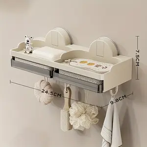 Suction Cup Soap Holder - No Drilling Wall Mounted, Self-Draining Anti-Mold Soap Dish, Strong Grip Waterproof Bathroom Soap Rack for Shower & Sink