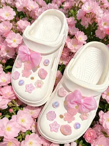 18-Piece Fashionable Shoe Clips, Butterfly, Heart, Bear, Shell Pearl, DIY Removable, for Women's Sandals, Flip Flops, Beach Bags, Party Gifts
