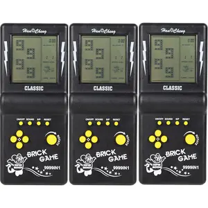 3 Pcs Black Handheld Brick Game Console, 3.5-inch Large Screen Back to School Electronic Game, Built-in 23 Classic Games for Adults or Kids