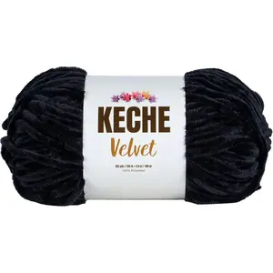 Velvet Yarn for Crocheting, Soft Chenille Bulky Baby Blanket Amigurumi Yarn 100 gr (132 yds) - Black
